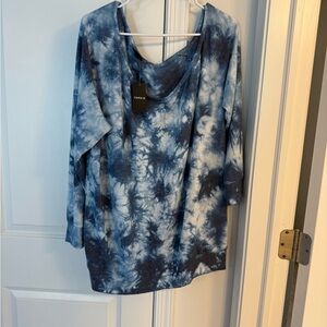 Torrid Women's Blue Tie-Dye Off The Shoulder Sweatshirt NWT